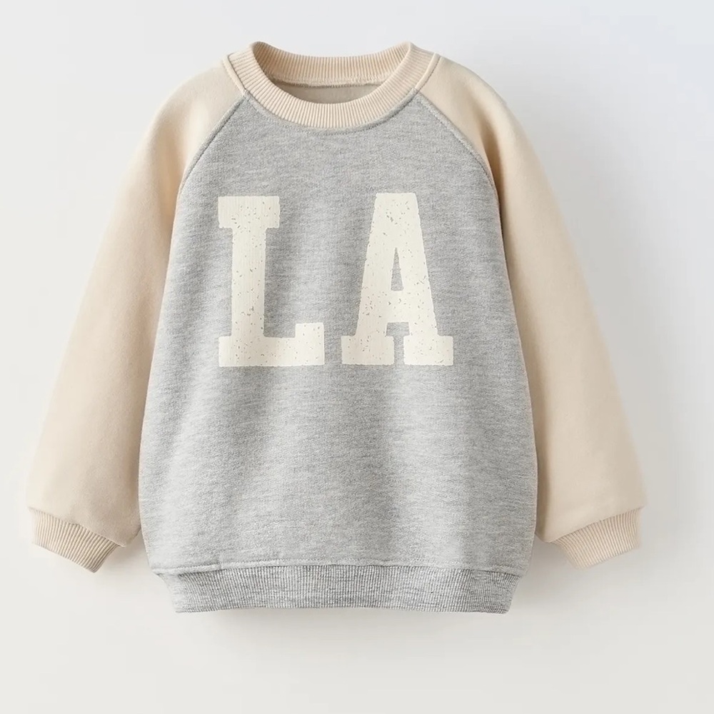 Zara Kids LA Sweat Set Size 6 Neutral Jogger Set Matching Outfit